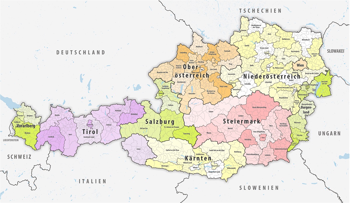 Österreich - Landkarte politisch