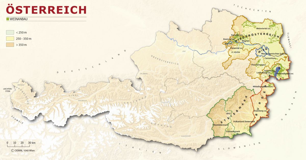 Österreich - topographische Landkarte