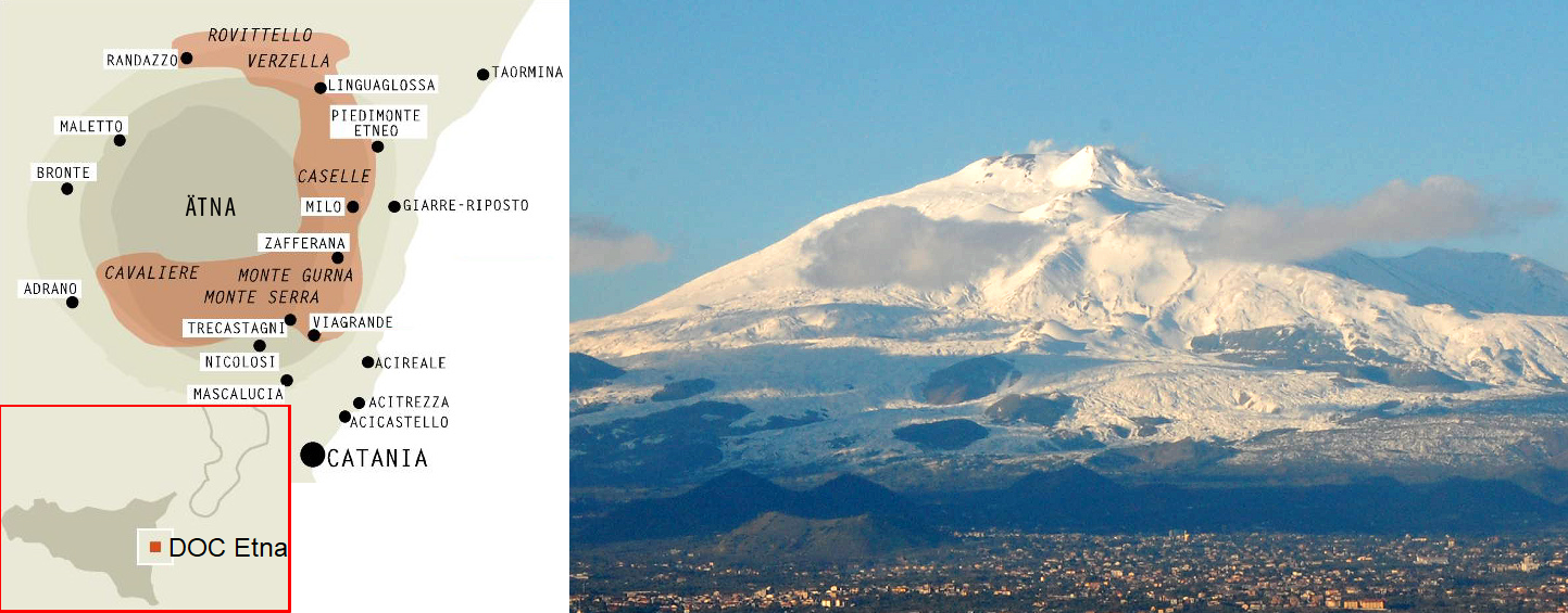 Вулкан Этна местоположение на карте. Belpasso Италия Сицилия.