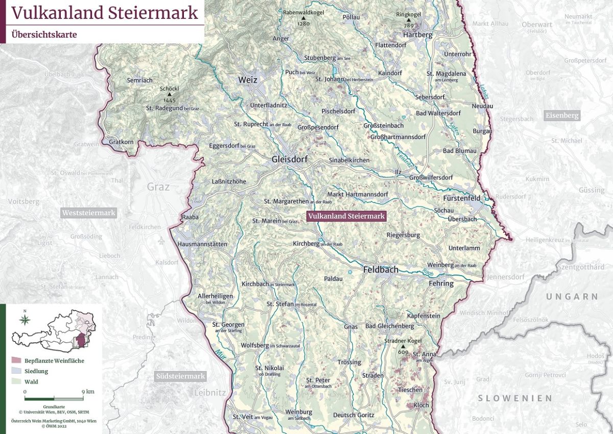 Vulkanland Steiermark - topographische Karte